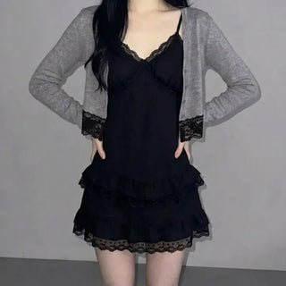 Foden Lace Detail Shirred Mini Dress