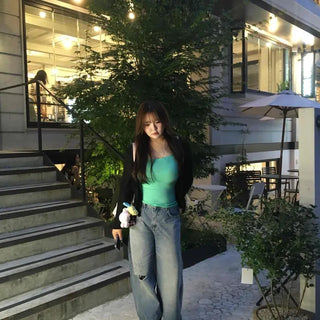 Washed Cut Wide Loose Fit Daily Long Pants