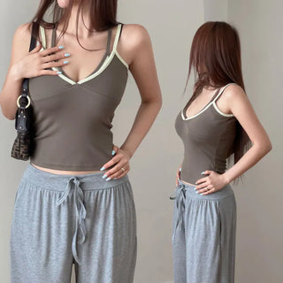 Dundee color-block layered sleeveless top