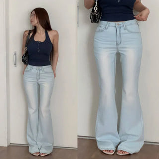 Petchi washed denim semi bootcut pants