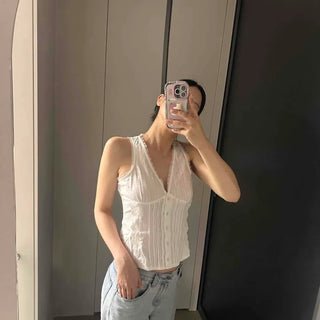 Rense Backstrap Lace Deep Sleeveless Top