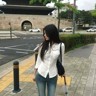 Regular Fit Plain Flap Pocket Button-Down Long Sleeve Shirt