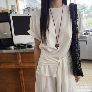 Nest Wrap Twist Oversized Loose Fit Boxy Short Sleeve T-shirt