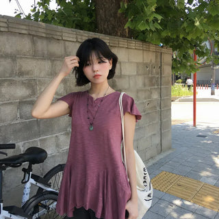 Tabi button-point asymmetrical t-shirt