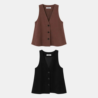 Natural Linen Button Vest