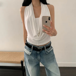 Mela Shirred Halter Neck