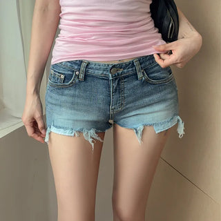 Rookies Damaged Raw Denim Shorts