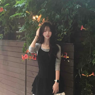 Strap Frill Layered A-Line Regular Fit Two-Piece Set