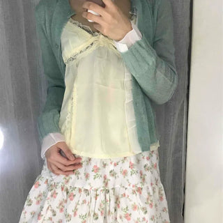Rude Frill Shirred Flower Tiered A-Line Mini Skirt