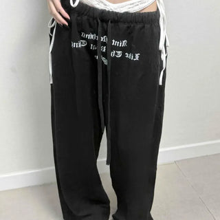 Lace Sagging Wide Lettering Sweatpants
