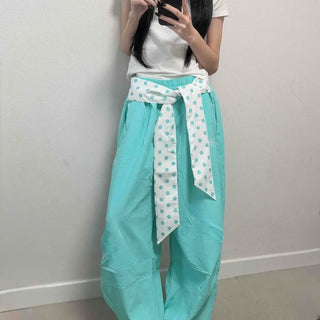Ribbon Wide Loose Fit Daily Long Pants