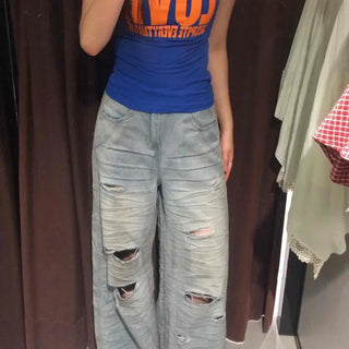 Leu Washed Wide Loose Fit Daily Long Pants