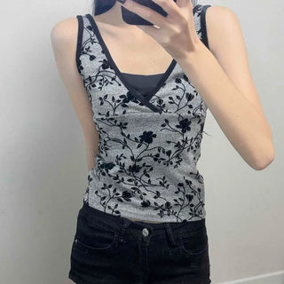 High Quality♡⃛⋆⁺, Tikan Color Block Floral Sleeveless