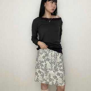 String Flower A-line Loose Fit Daily Midi Skirt