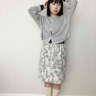 Rouge Button Plain Loose Fit Long Sleeve Daily Cardigan