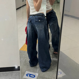 [26SS] Mega Huda Straight Wide Low-Waist Denim Long Pants