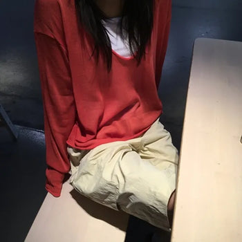 *Delicate Fit/High Quality* Shy Deep V-neck Knit