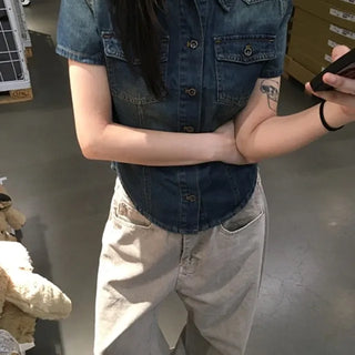 Bagel Short Sleeve Denim Shirt