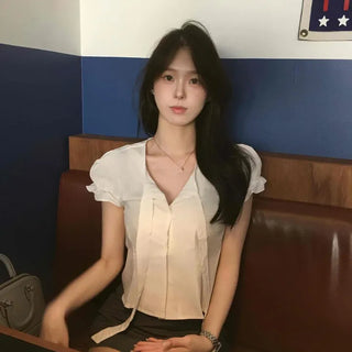 Nor Tie Pintuck Puff Blouse