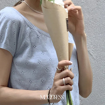 It's Cotton Scallop Short Sleeve Knit