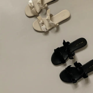 Velvet Bow Ribbon Slippers
