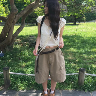 Rush Vintage Cargo Wide Bermuda Pants