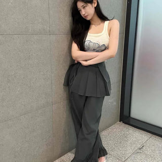 Genie Pleated Skirt Layered Elastic Pants