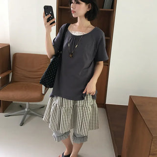 Stove check midi skirt