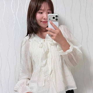 Hev Frill Button Ruffle Chiffon Blouse