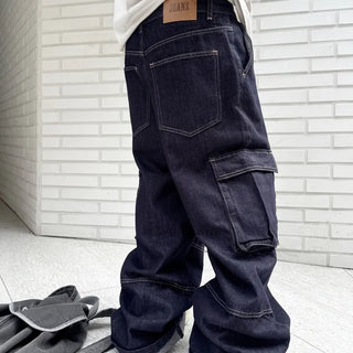 Unisex Design Daily Hip Raw Cargo Denim