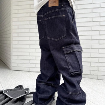Unisex Design Daily Hip Raw Cargo Denim