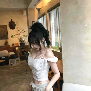 Duo Ribbon Lace Puff Blouse