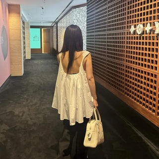 Cotton Volume Blouse  Backless Sleeveless Blouse Wedding Guest Look