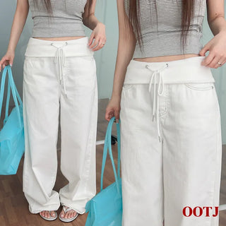 Laire Stitch Folding Wide Pants