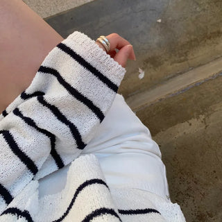 Ceravi Summer Boucle Stripe Crop Knit Cardigan