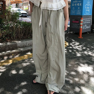 Reart Snap Loose Fit Unisex Casual Nylon Pants