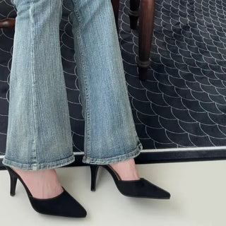 Suede Stiletto Mule 8cm Heel
