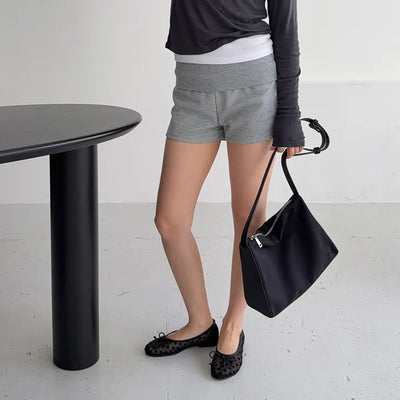 Folding short pants   Summer shorts elastic waist pants
