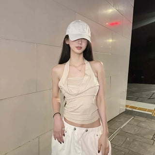 Drape Plain Casual Sleeveless