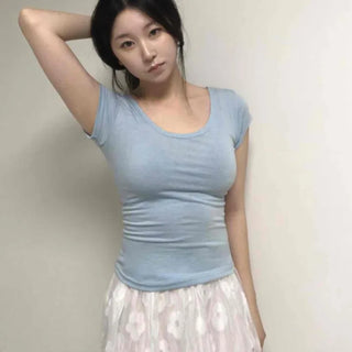 Seki Slim Fit Plain Cap Sleeve Daily Short Sleeve T-shirt