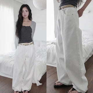 Head Snap Button Point Wide Cotton Pants