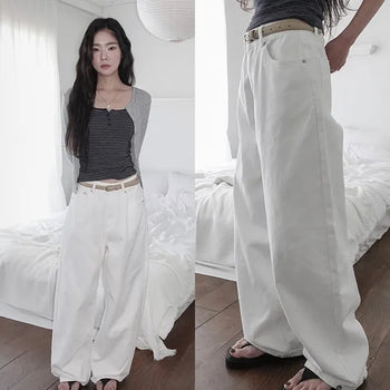 Head Snap Button Point Wide Cotton Pants