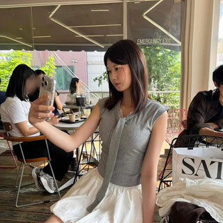 Shirred Plain Sleeveless Daily Two-Piece