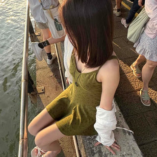 Strap Flower Flare A-Line Sleeveless Mini Dress