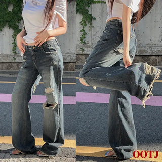 Kepit Damaged Semi-Bootcut Pants