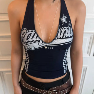 LETTERING HALTER SLEEVELESS