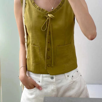 OLIVE Frill Vest Blouse