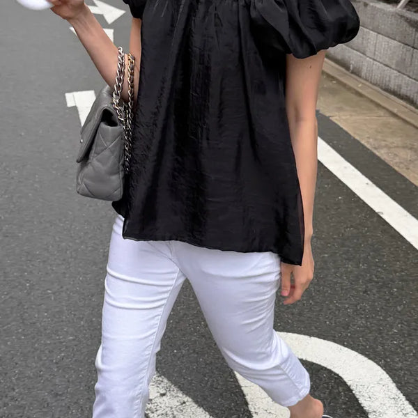 Atelier Square Organza Puff Blouse