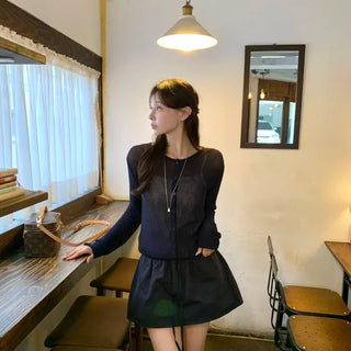 Cotton Elastic Waist Mini Skirt