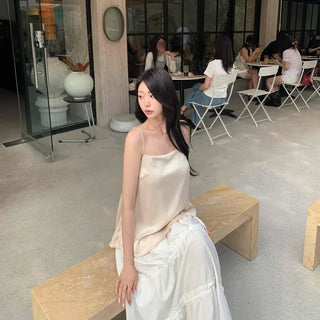 Strapped Loose Fit Plain H-Line Sleeveless